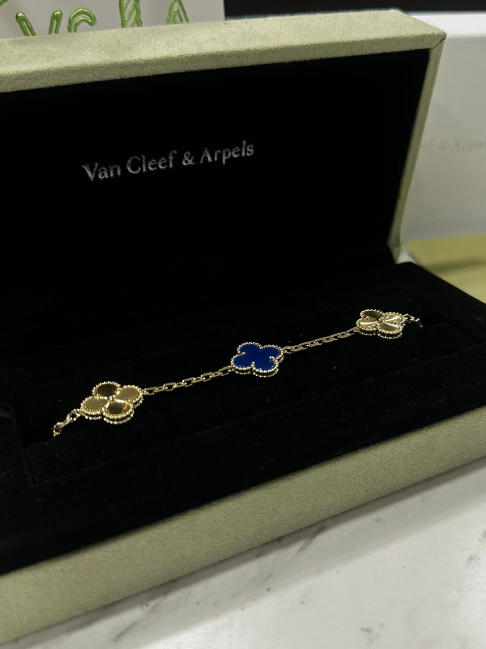 Pulso Van Cleef Plata Dorado/Azul