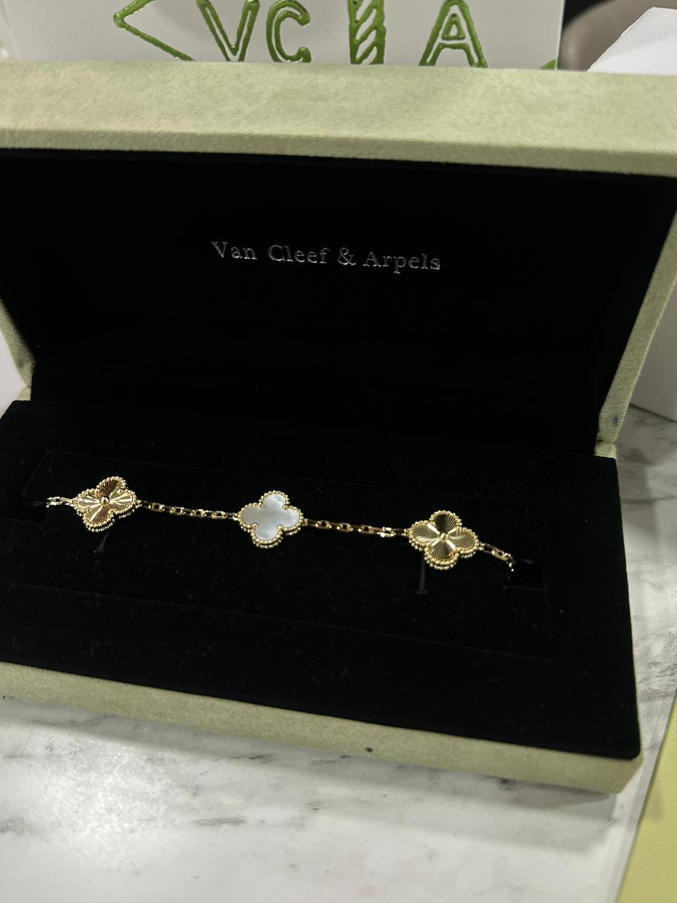 Pulso Van Cleef Plata Dorado/Blanco