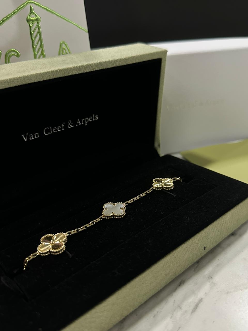 Pulso Van Cleef Plata Dorado/Blanco