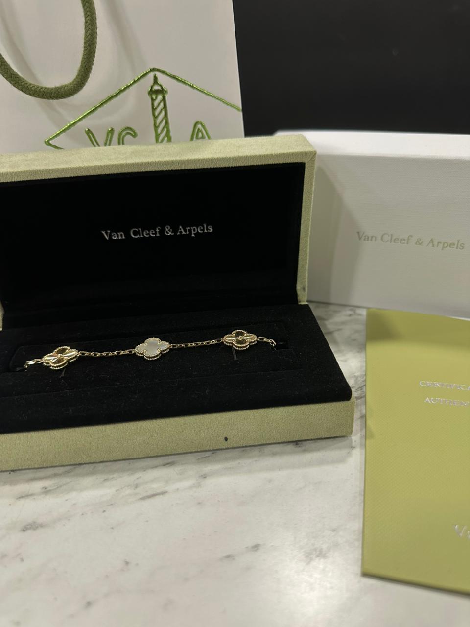 Pulso Van Cleef Plata Dorado/Blanco