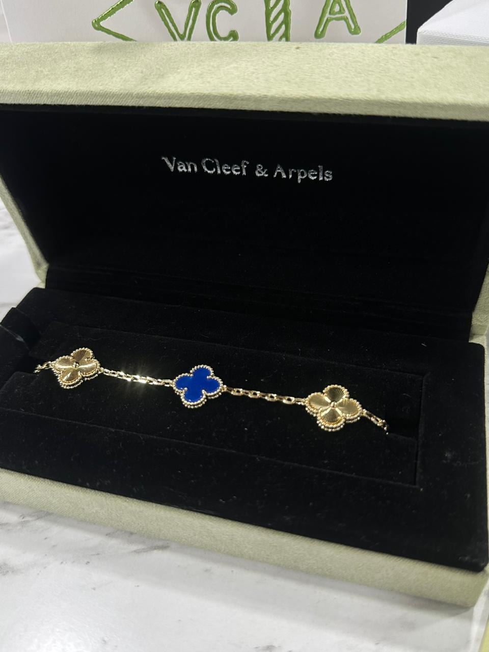 Pulso Van Cleef Plata Dorado/Azul