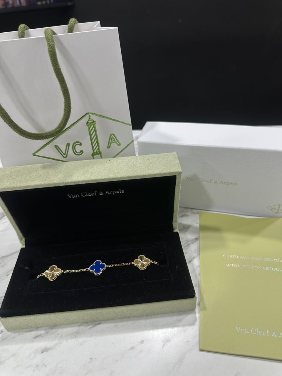 Pulso Van Cleef Plata Dorado/Azul