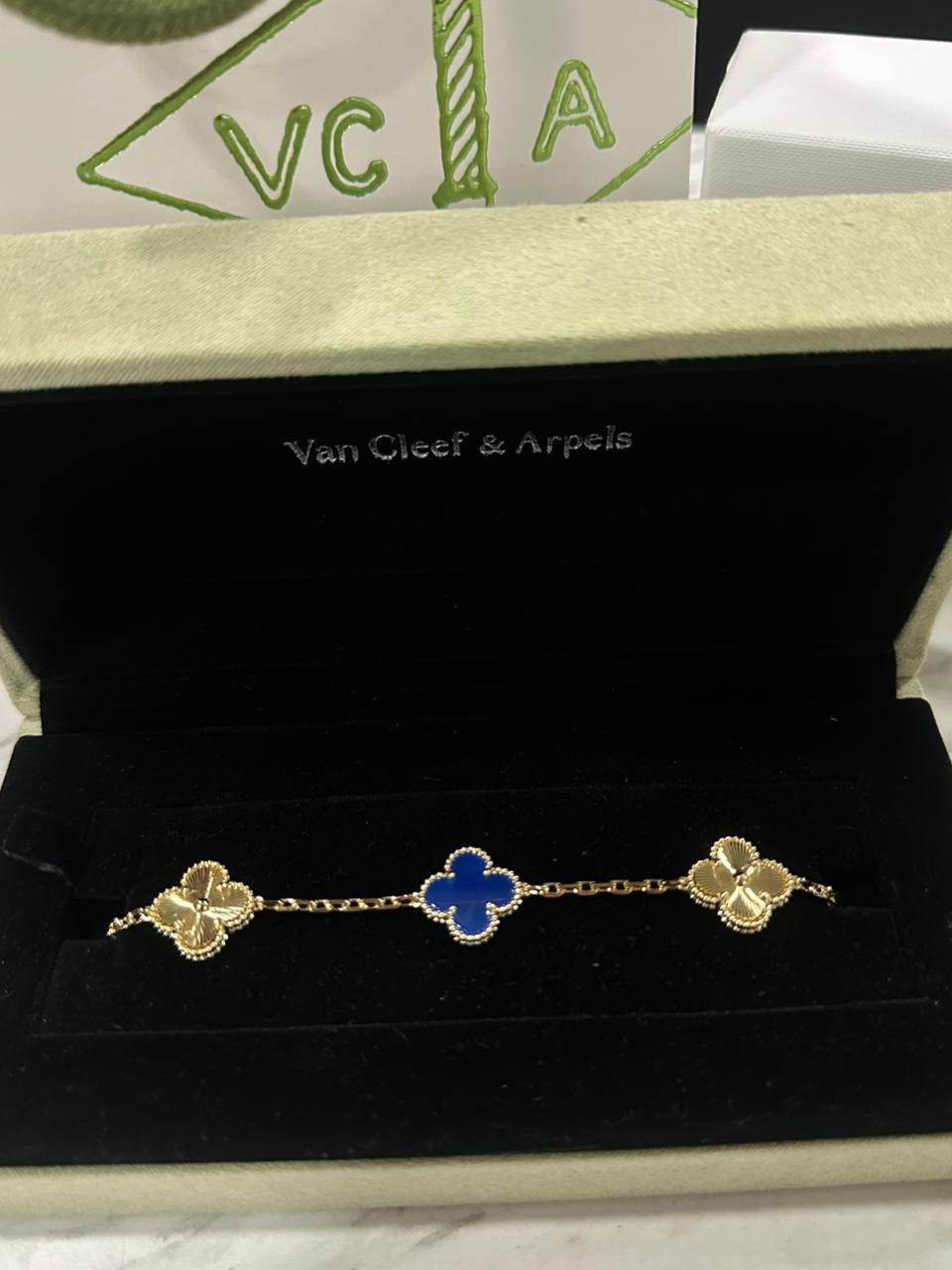 Pulso Van Cleef Plata Dorado/Azul