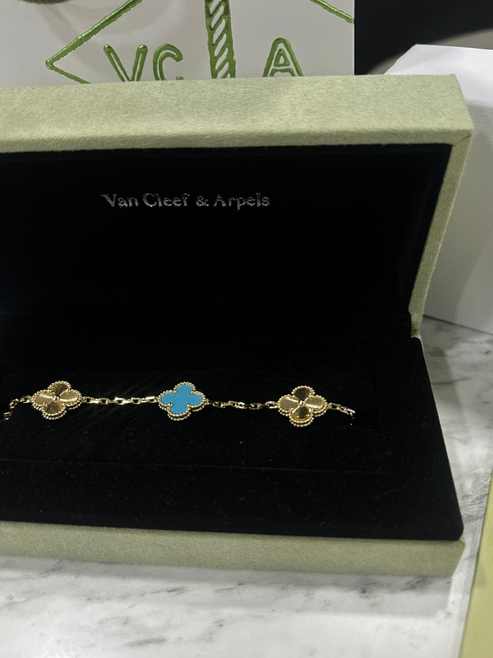 Pulso Van Cleef Plata Dorado/Azul