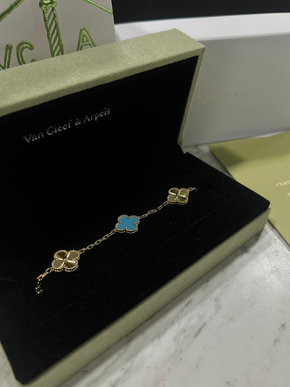 Pulso Van Cleef Plata Dorado/Azul