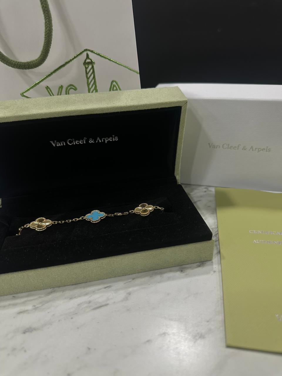 Pulso Van Cleef Plata Dorado/Azul