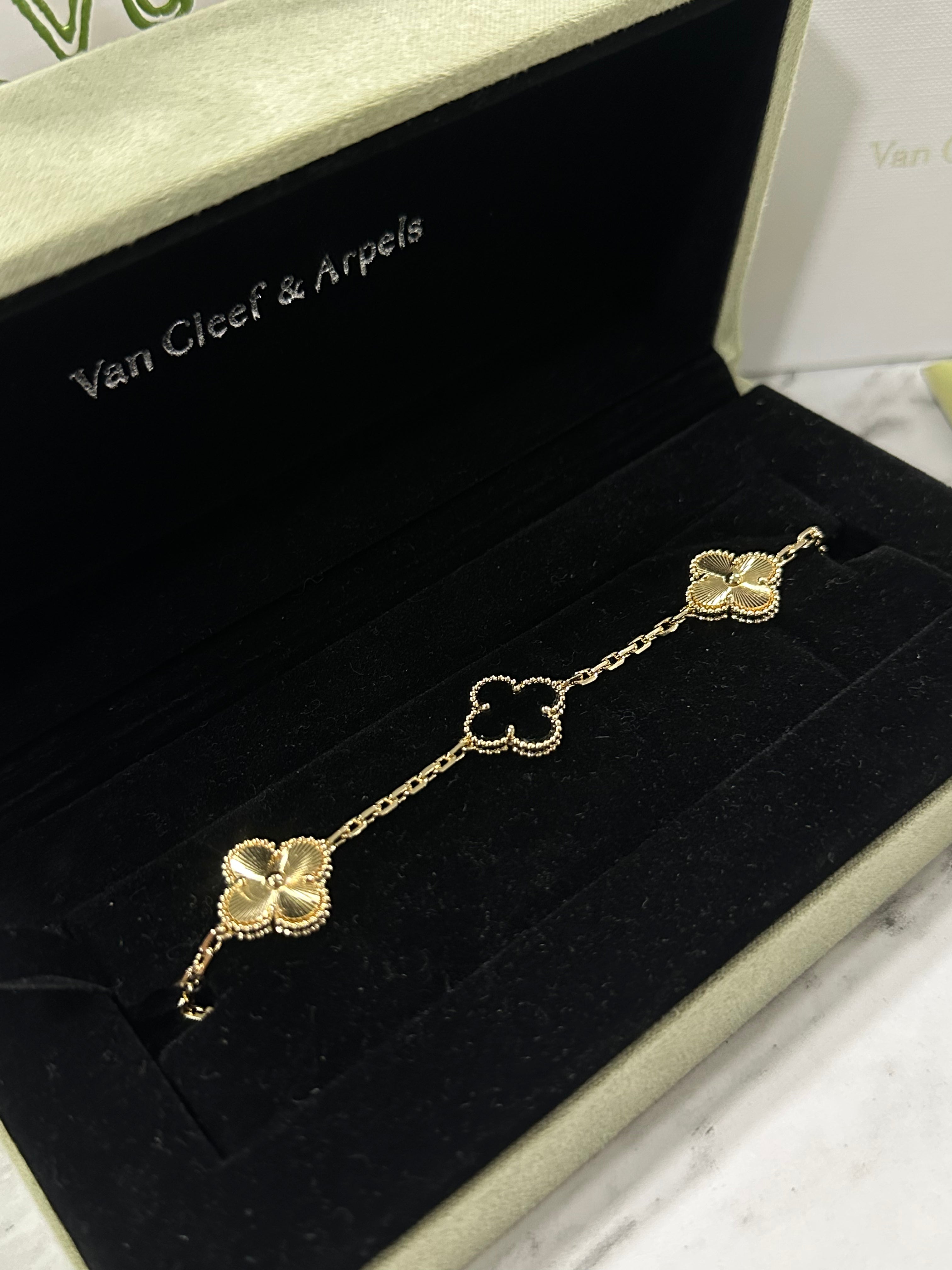 Pulso Van Cleef Plata Dorado/Negro