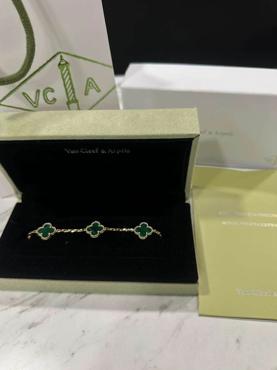Pulso Van Cleef Plata Dorado/Verde