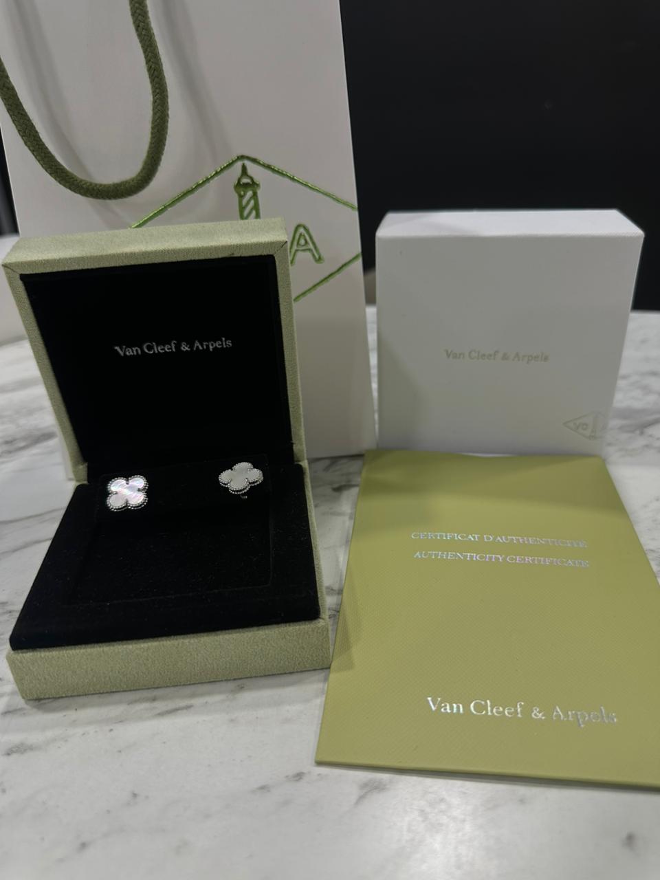 Aretes Van Cleef Plata Blanco