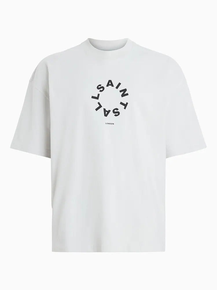 All Saints White Black Text Tee Shirt