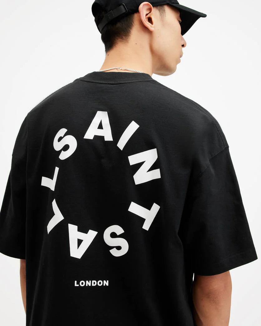 All Saints Black Text T-Shirt